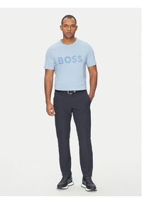 BOSS T-Shirt Tape Logo 50530990 Błękitny Regular Fit. Kolor: niebieski. Materiał: bawełna