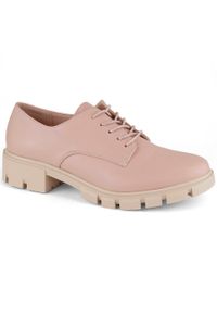 Półbuty damskie oksfordki róż M.Daszyński MR23119-5. Kolor: różowy. Materiał: skóra ekologiczna. Obcas: na obcasie. Wysokość obcasa: średni #1
