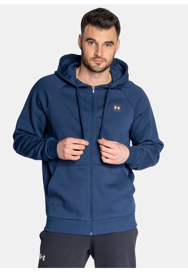 Bluza z kapturem męska granatowa Under Armour Rival Fleece FZ Hoodie. Okazja: do pracy, na spacer, na co dzień. Typ kołnierza: kaptur. Kolor: niebieski. Styl: casual