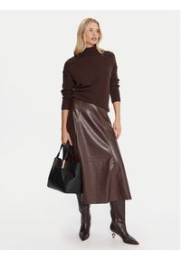 Marella Spódnica z imitacji skóry Vally 2525776022 Bordowy Regular Fit. Kolor: czerwony. Materiał: skóra