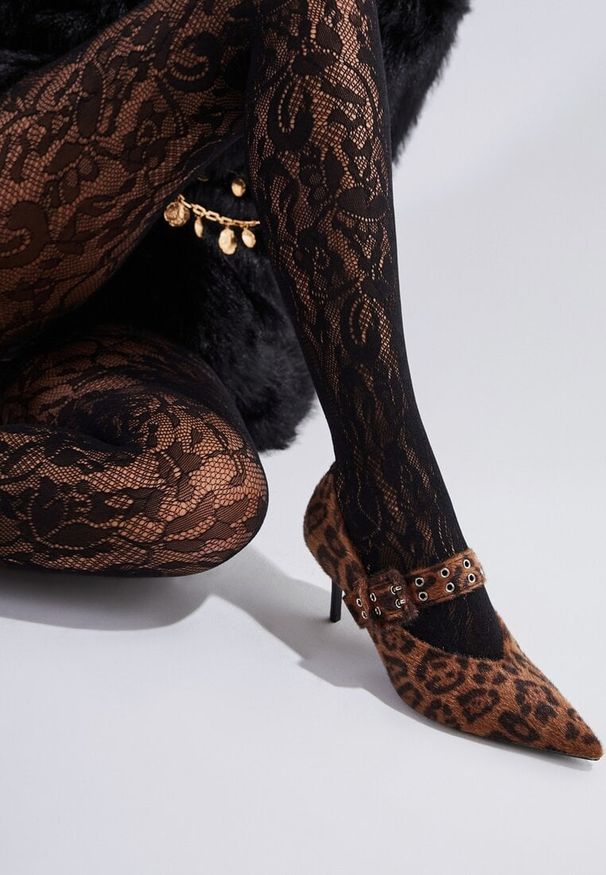 Renee - Brązowe Panterkowe Czółenka Vices na Szpilce z Wkładką ze Skóry Naturalnej z Klamrą Nalisette. Okazja: na co dzień. Zapięcie: klamry. Kolor: brązowy. Materiał: skóra. Obcas: na szpilce. Styl: klasyczny, casual, elegancki. Wysokość obcasa: średni