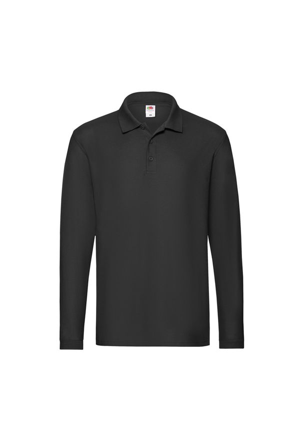 FRUIT OF THE LOOM - Męska Koszulka Polo Premium Z Długim Rękawem. Typ kołnierza: polo. Kolor: czarny. Długość rękawa: długi rękaw. Długość: długie
