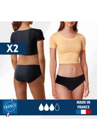 PLIM UNDERWEAR - 2x Majtki menstruacyjne dla nastolatek - Wysoki przepływ. Kolor: czarny
