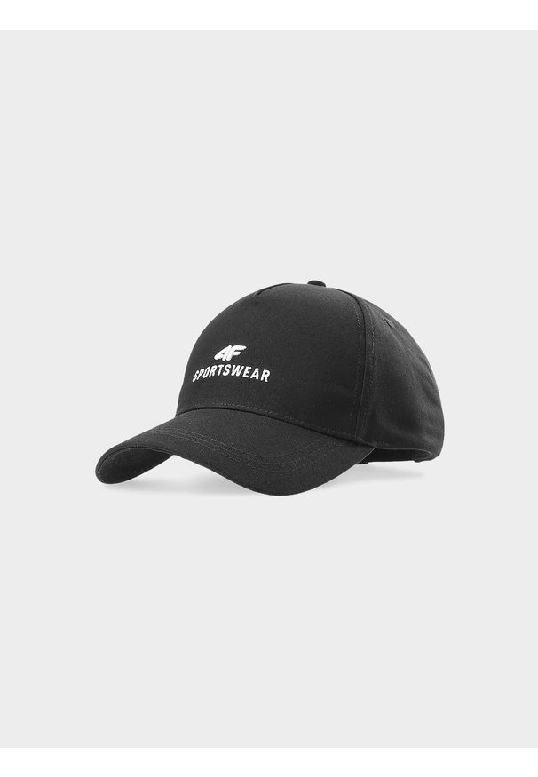 4f - 4F Czapka z daszkiem strapback uniseks - czarna S/M. Kolor: czarny. Materiał: bawełna, materiał. Wzór: haft. Sezon: lato. Styl: klasyczny, sportowy, casual