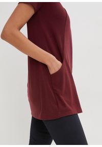 bonprix - Długi shirt z wiskozą. Kolor: czerwony. Materiał: wiskoza. Długość: długie #3