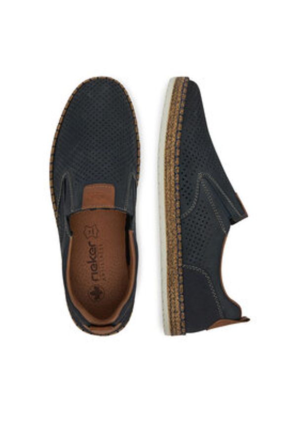 Rieker Półbuty B5258-14 Granatowy. Kolor: niebieski. Materiał: nubuk, skóra