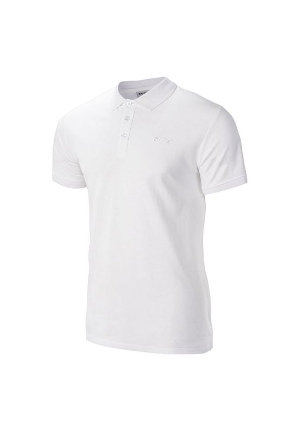 Hi-tec - Koszulka polo męska Hi-Tec Romso - biała, Rozmiar XL. Typ kołnierza: polo. Kolor: biały. Materiał: skóra, materiał, bawełna