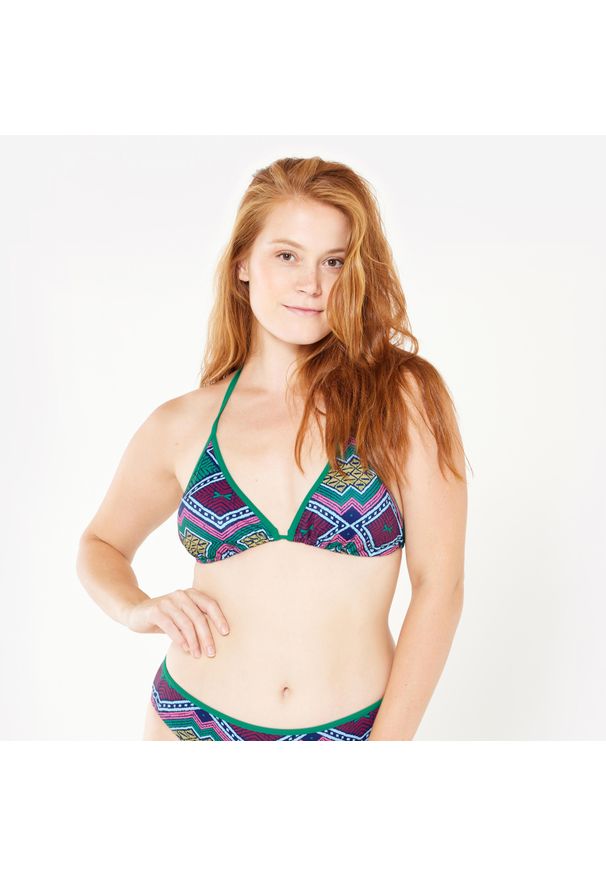 OLAIAN - Góra kostiumu kąpielowego surfingowego damska Olaian Mae Sangria. Kolor: zielony. Materiał: poliamid, poliester, materiał, elastan