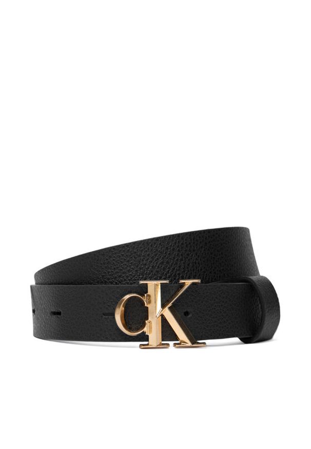 Calvin Klein Pasek Damski Facet Ck Buckle Pebble 25Mm LV04F7060G Czarny. Kolor: czarny. Materiał: skóra
