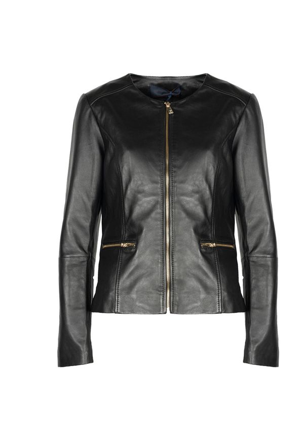 Trussardi Jeans Kurtka "Leather Biker" | 56S00483 2P000079 | Collarless Soft | Kobieta | Czarny. Kolor: czarny. Materiał: skóra