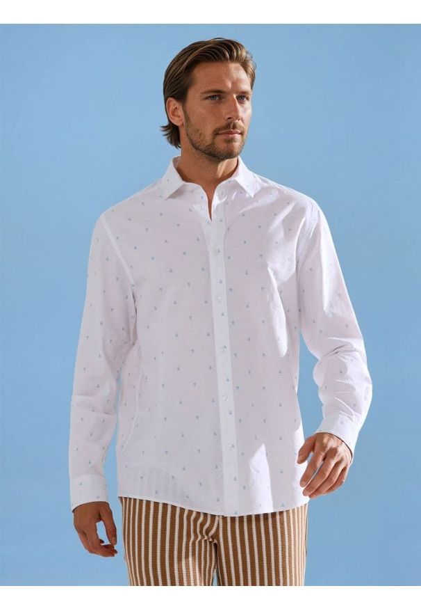 Sinsay - Koszula regular fit we wzory - biały. Kolor: biały