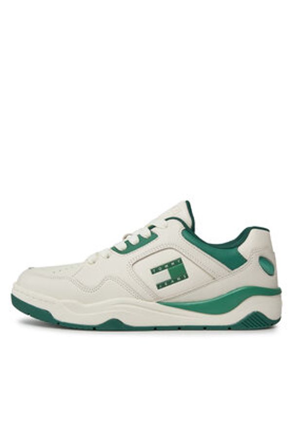 Tommy Jeans Sneakersy Tjm Leather Outsole Color EM0EM01350 Biały. Kolor: biały. Materiał: skóra