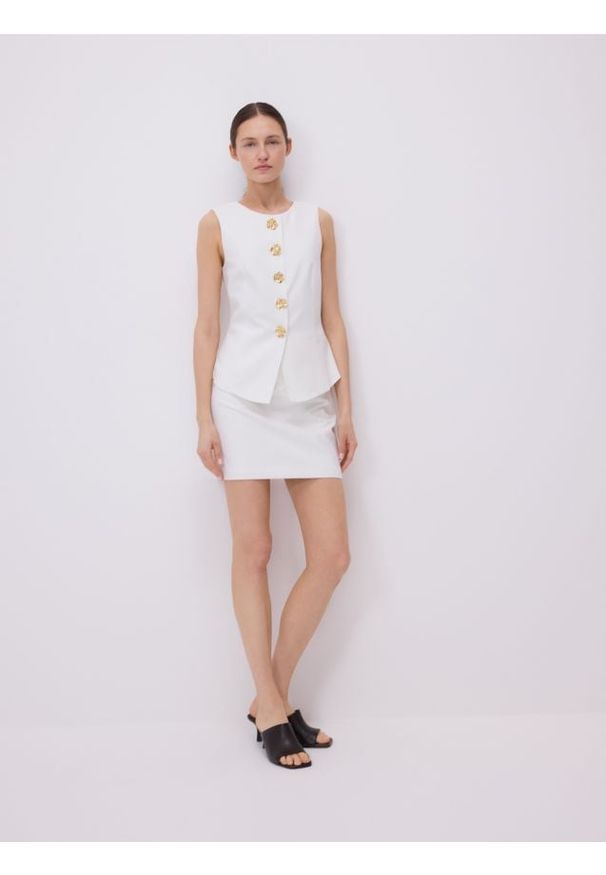 Reserved - Spódnica mini z wiskozą - złamana biel. Materiał: wiskoza