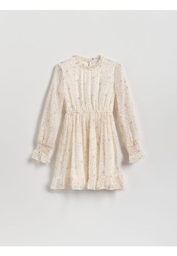 Reserved - Sukienka we wzory - złamana biel. Materiał: tkanina