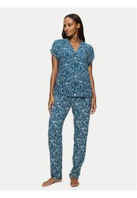 Triumph Piżama Boyfriend 10222611 Niebieski Relaxed Fit. Kolor: niebieski. Materiał: wiskoza