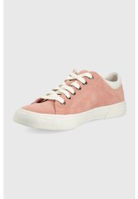 Helly Hansen sneakersy zamszowe kolor różowy. Nosek buta: okrągły. Zapięcie: sznurówki. Kolor: różowy. Materiał: zamsz