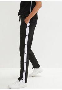 bonprix - Spodnie dresowe z napami, szybko schnące. Kolor: czarny. Materiał: dresówka. Styl: sportowy