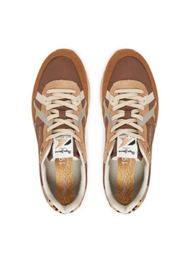 Pepe Jeans Sneakersy Brit Glitter W PLS400005 Brązowy. Kolor: brązowy. Materiał: materiał