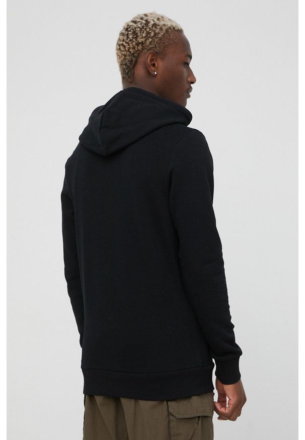 Jack & Jones bluza męska kolor czarny z kapturem z nadrukiem. Typ kołnierza: kaptur. Kolor: czarny. Wzór: nadruk