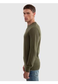 Big-Star - Sweter męski bawełniany khaki Raidat 303. Kolor: zielony. Materiał: bawełna. Wzór: kratka #5
