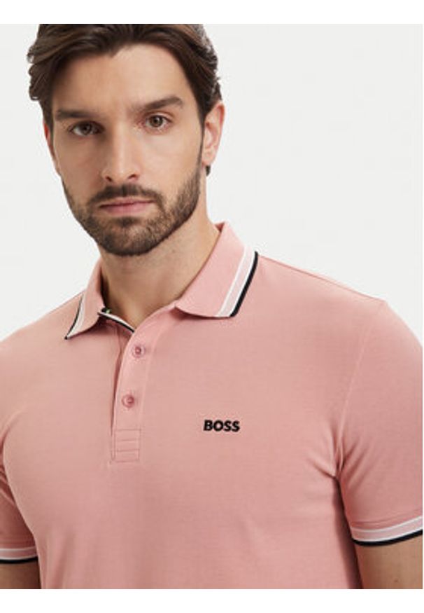 BOSS Polo Paddy 50469055 Różowy jasny Regular Fit. Typ kołnierza: polo. Kolor: różowy. Materiał: bawełna