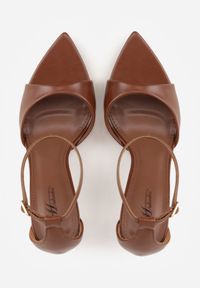 Renee - Brązowe Eleganckie Sandały w Szpic na Szpilce ze Sprzączką Murierah. Okazja: na imprezę, na co dzień. Zapięcie: sprzączka. Kolor: brązowy. Materiał: jeans. Obcas: na szpilce. Styl: elegancki #4