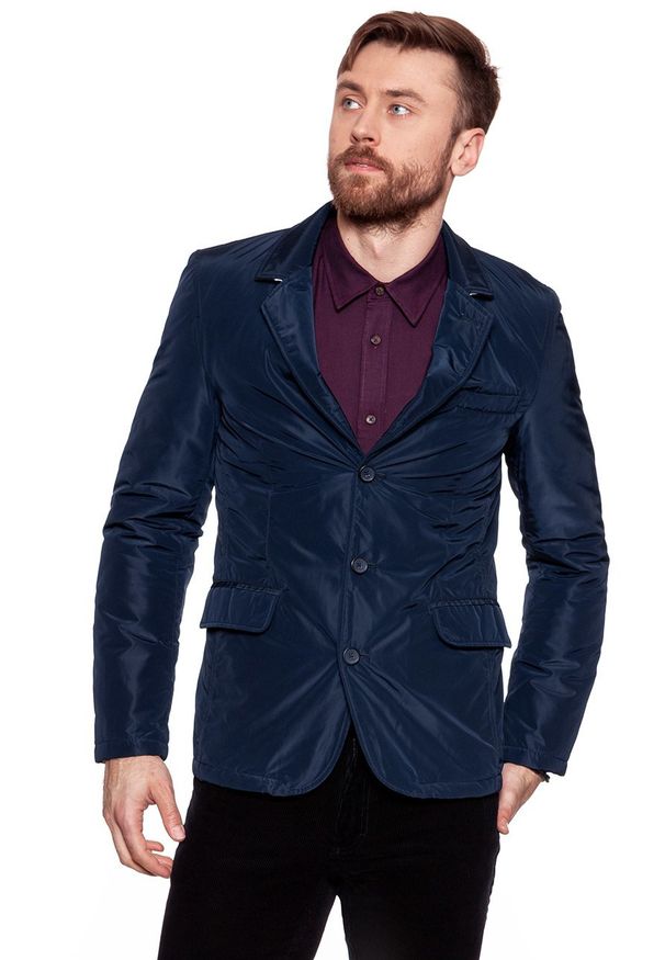 Wrangler - MĘSKA MARYNARKA WRANGLER BLAZER DARK NAVY W4742VMAE 112129035. Materiał: materiał