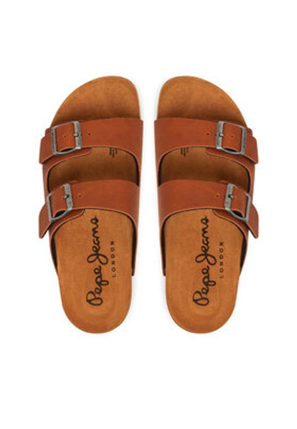 Pepe Jeans Klapki PLS90637 Brązowy. Kolor: brązowy. Materiał: skóra