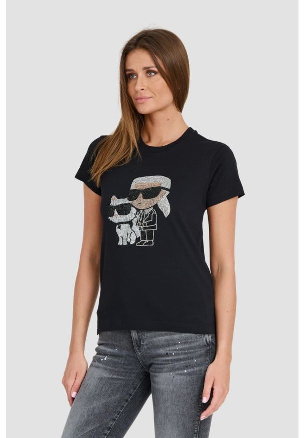 Karl Lagerfeld - KARL LAGERFELD Czarny t-shirt Ikonik 2.0. Kolor: czarny