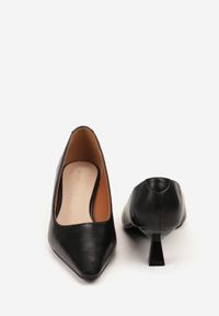 Born2be - Czarne Czółenka Vices na Obcasie w Stylu Kaczuszki z Wkładką ze Skóry Naturalnej Lukke. Kolor: czarny. Materiał: skóra. Obcas: na obcasie. Styl: elegancki. Wysokość obcasa: średni #3