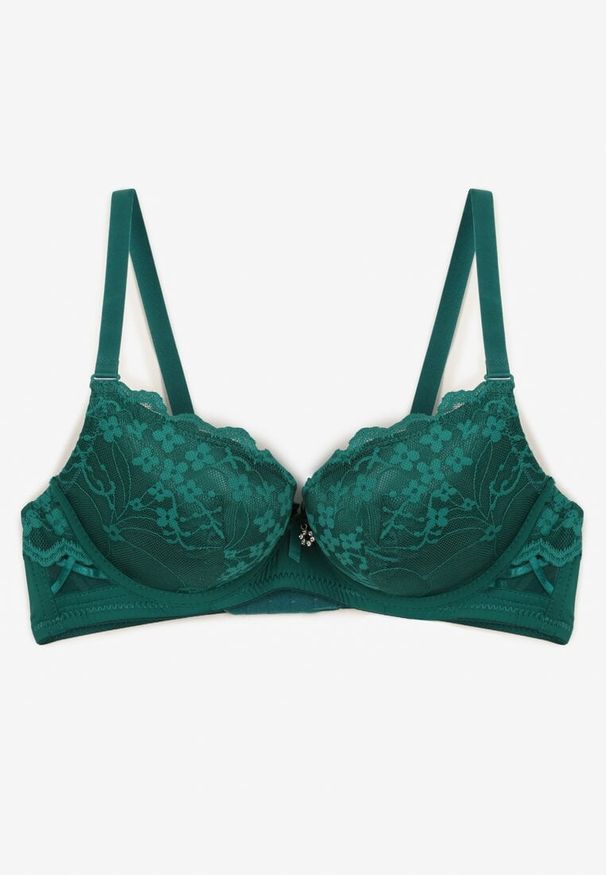Renee - Zielony Koronkowy Biustonosz o Kroju Push-Up Neladrith. Kolor: zielony. Materiał: koronka. Rodzaj stanika: push-up