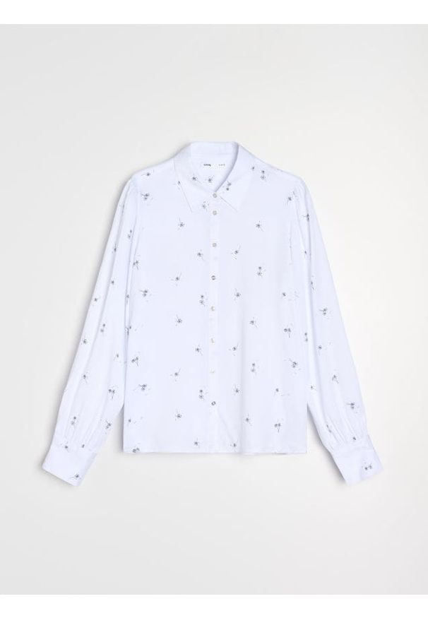 Sinsay - Koszula z wiskozy - biały. Kolor: biały. Materiał: wiskoza