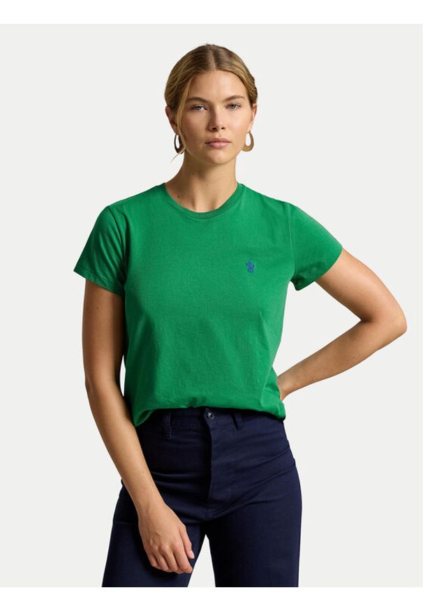 Polo Ralph Lauren T-Shirt 211B14605022 Zielony ciemny Classic Fit. Typ kołnierza: polo. Kolor: zielony. Materiał: bawełna