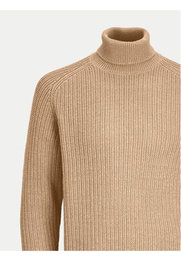 Jack & Jones Golf Cody 12262152 Beżowy Regular Fit. Typ kołnierza: golf. Kolor: beżowy. Materiał: bawełna