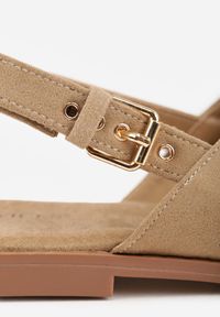 Born2be - Beżowe Sandały VICES z Paskami w Kształcie X z Imitacji Zamszu Laraida. Okazja: na co dzień. Zapięcie: pasek. Kolor: beżowy. Materiał: zamsz. Wzór: paski. Sezon: lato. Styl: casual, elegancki #2