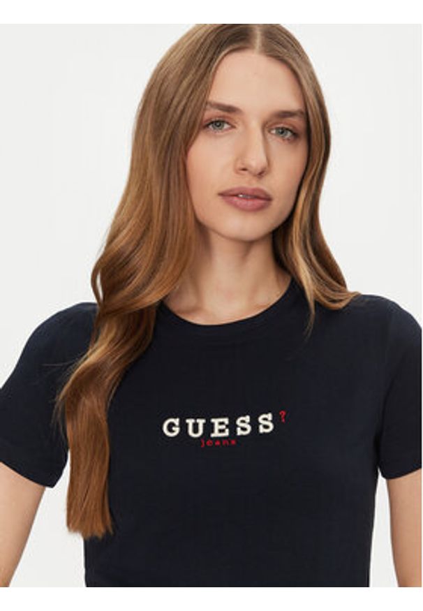 Guess Jeans T-Shirt W5RI54 J1314 Granatowy Regular Fit. Kolor: niebieski. Materiał: bawełna