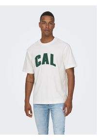 Only & Sons T-Shirt 22026375 Biały Relaxed Fit. Kolor: biały. Materiał: bawełna