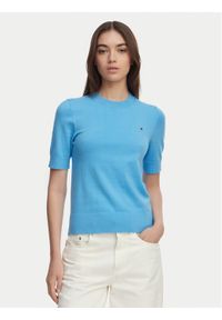 TOMMY HILFIGER - Tommy Hilfiger Sweter WW0WW49705 Niebieski Slim Fit. Kolor: niebieski. Materiał: bawełna #1