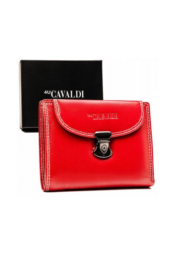 4U CAVALDI - Portfel skórzany 4U Cavaldi [DH] RD-19-GCL czerwony. Kolor: czerwony. Materiał: skóra
