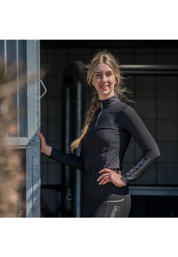 Damska koszulka jeździecka z długim rękawem Horka Luxury EP. Kolor: wielokolorowy, szary, czarny. Długość rękawa: długi rękaw. Długość: długie