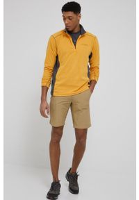 columbia - Columbia bluza sportowa męska kolor czarny gładka. Kolor: żółty. Materiał: włókno, syntetyk. Długość: krótkie. Wzór: gładki. Styl: sportowy