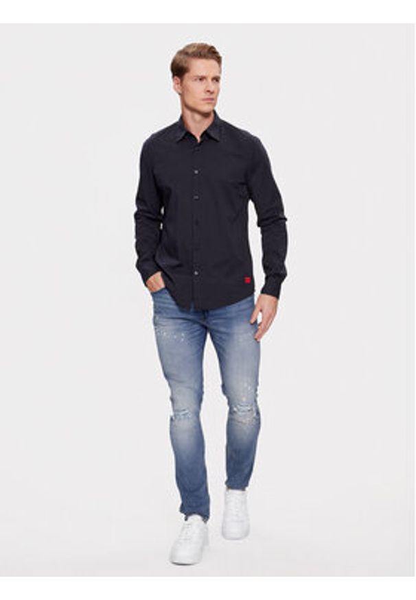 Hugo Koszula Ermo 50500216 Granatowy Slim Fit. Kolor: niebieski. Materiał: bawełna