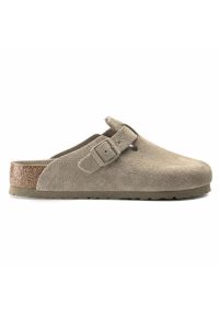 Klapki Birkenstock Boston 1019108 beżowy. Kolor: beżowy. Materiał: skóra, welur, zamsz, materiał