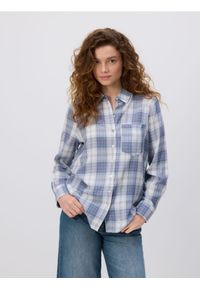 Reserved - Koszula w kratę z wiskozy - lawendowy. Kolor: fioletowy. Materiał: wiskoza