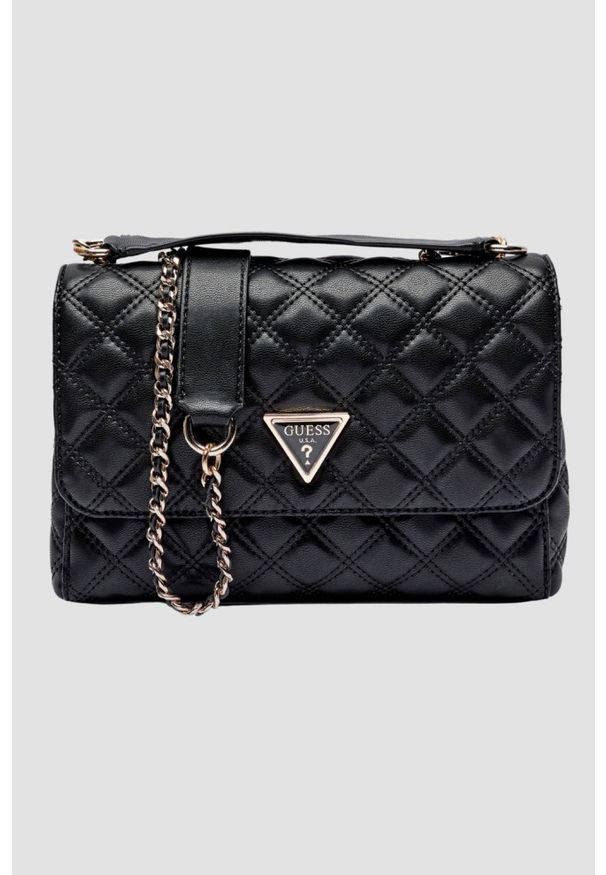 Guess - GUESS Czarna pikowana torebka damska Giully 2. Kolor: czarny. Materiał: pikowane. Styl: elegancki