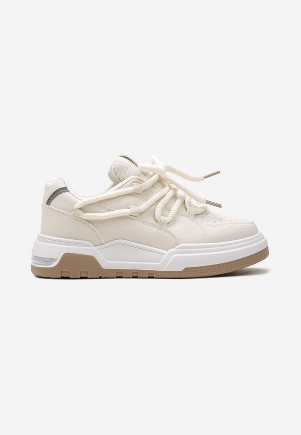 Born2be - Beżowe Sneakersy z Ozdobnym Sznurowaniem Sirixa. Nosek buta: okrągły. Zapięcie: sznurówki. Kolor: beżowy. Materiał: materiał. Obcas: na obcasie. Wysokość obcasa: niski