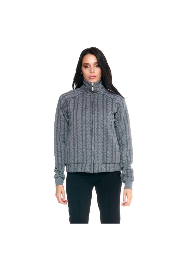 LEONE 1947 APPAREL - Damska bluza z golfem Leone zapinana na zamek błyskawiczny w kolorze szarym. Typ kołnierza: golf. Kolor: brązowy, szary, wielokolorowy. Materiał: tkanina. Sport: golf