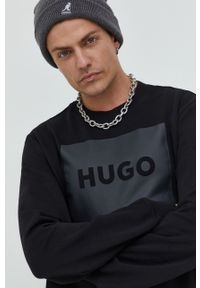 Hugo bluza bawełniana 50467944 męska kolor czarny z nadrukiem. Kolor: czarny. Materiał: bawełna. Wzór: nadruk #5