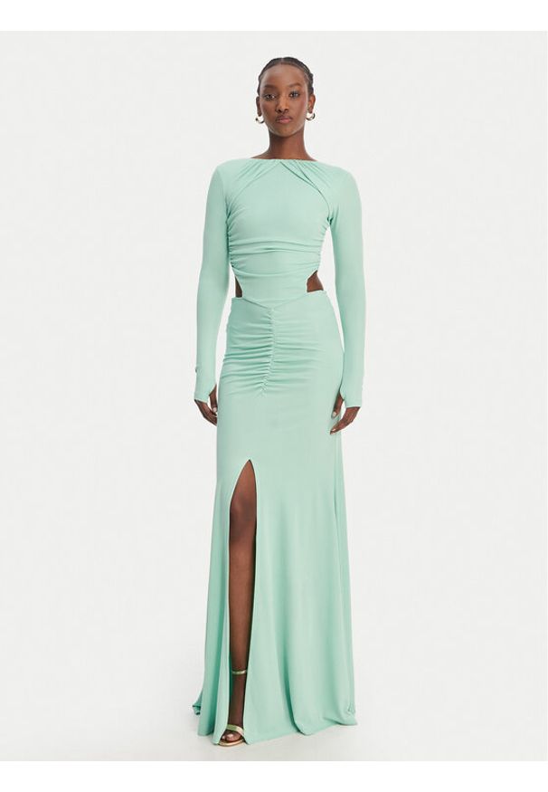 Just Cavalli Sukienka wieczorowa 80PAO922 J0253 Zielony Slim Fit. Kolor: zielony. Materiał: syntetyk. Styl: wizytowy