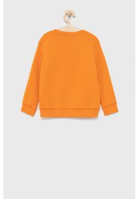 United Colors of Benetton bluza bawełniana dziecięca kolor pomarańczowy gładka. Okazja: na co dzień. Kolor: pomarańczowy. Materiał: bawełna. Wzór: gładki. Styl: casual